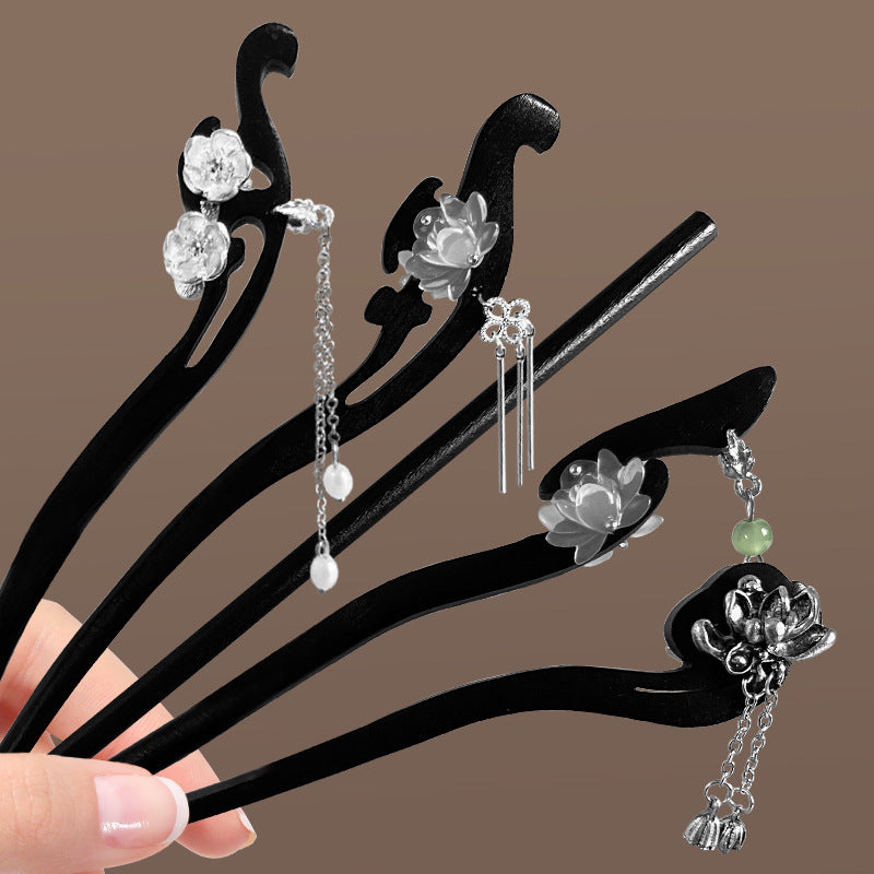 New Chinese Style Vintage Lotus Wooden Hair Stick