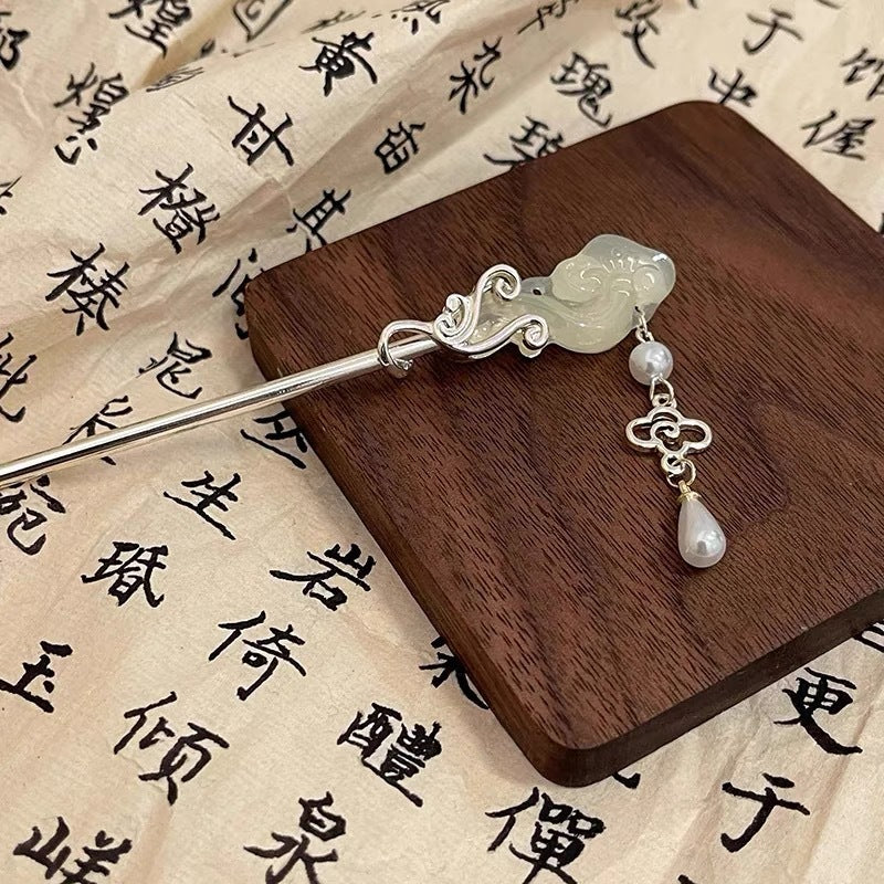 Handmade Cloud Jade Ruyi Tassel Zen Hair Stick
