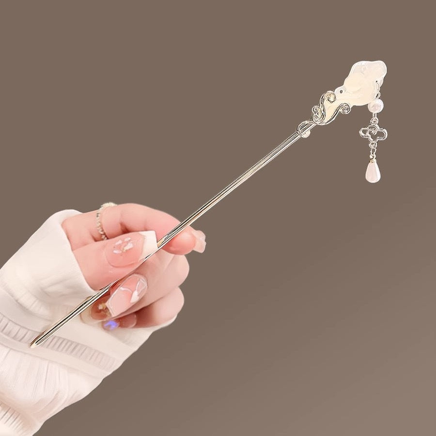 Handmade Cloud Jade Ruyi Tassel Zen Hair Stick