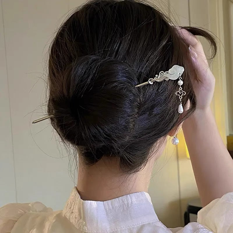 Handmade Cloud Jade Ruyi Tassel Zen Hair Stick