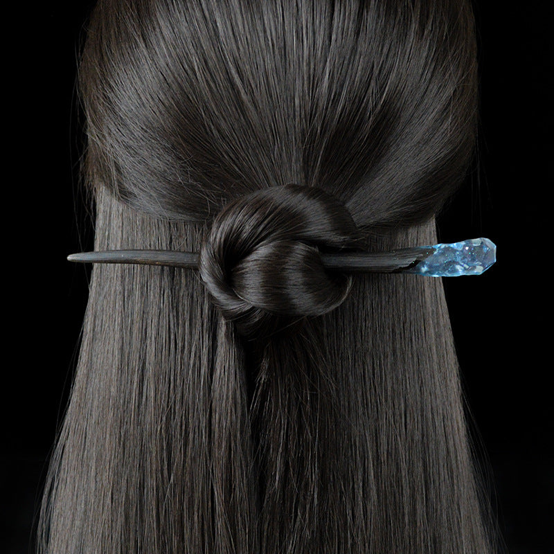 Handcrafted Ebony Wood Magic Wand Hair Pin — Vintage Chinese Style Hair Stick